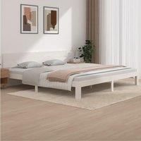 Bed Frame White Solid Wood Pine 200x200 cm