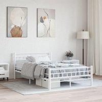 Bed Frame White Metal 140x200 cm