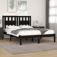 Bed Frame Black Solid Wood Pine 140x190 cm