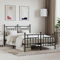 Metal Bed Frame with Headboard and Footboard Black 150x200 cm King Size