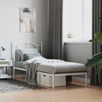 Metal Bed Frame with Headboard White 90x200 cm