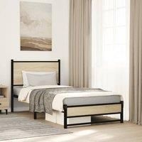 Metal Bed Frame without Mattress Sonoma Oak 80x200 cm