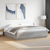 Bed Frame with LED without Mattress Grey Sonoma 180x200 cm Super King