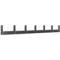 U-shape Gabion Basket with 7 Posts Iron 740x20x100 cm