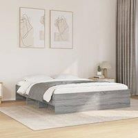 Bed Frame without Mattress Grey Sonoma 150x200 cm King Size Engineered Wood
