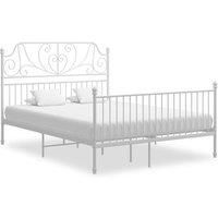 Bed Frame White Metal 140x200 cm