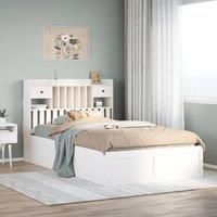 Bed Frame without Mattress White 135x190 cm Double Solid Wood Pine