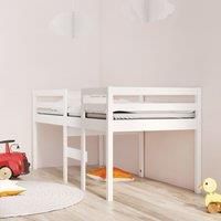 High Sleeper Bed White 90x190 cm Single Solid Wood Pine
