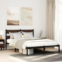 Bed Frame without Mattress with Headboard Brown Oak 137x190 cm