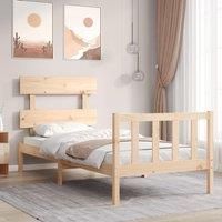 Bed Frame with Headboard 90x200 cm Solid Wood