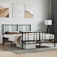 Metal Bed Frame with Headboard and Footboard Black 120x200 cm