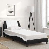 Bed Frame without Mattress Black and White 100x200 cm Faux Leather
