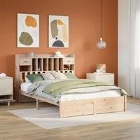 Bookcase Bed without Mattress 140x200cm Solid Wood Pine