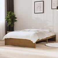 Bed Frame Honey Brown Solid Wood 120x190 cm Small Double