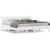 Bed Frame without Mattress White 180x200 cm Super King Solid Wood Pine