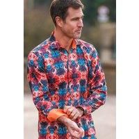 CLAUDIO LUGLI Men's Wavy Ornaments Print Shirt | Size: Large