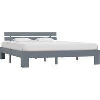 Bed Frame Grey Solid Pine Wood 180x200 cm Super King