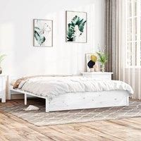Bed Frame White Solid Wood 150x200 cm King Size