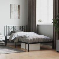 Metal Bed Frame without Mattress with Headboard Black 107x203cm