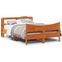 Bed Frame with Headboard Wax Brown 120x190 cm Small Double Solid Wood Pine