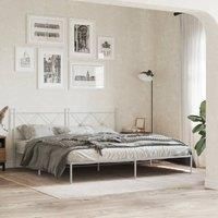 Metal Bed Frame without Mattress with Headboard White 180x200cm