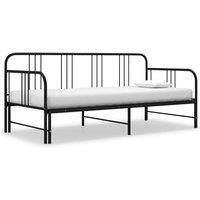 Pull-out Sofa Bed Frame Black Metal 90x200 cm