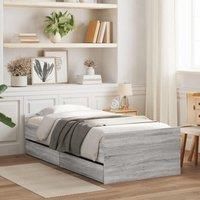Berkfield Home Bed Frame with Drawers without Mattress Grey Sonoma 100x200 cm