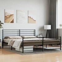Metal Bed Frame with Headboard and Footboard Black 193x203 cm