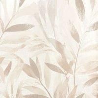 Rasch Fiji Leaves Motif Tropical Leaf Foliage Metallic Shimmer Texture Wallpaper