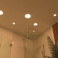 Paulmann 92388 LED Panel recessed Veluna VariFit IP44 Warm White 125mm Round incl. 1x8.5 watt luminaire Satin Ceiling Plastic Living Room lamp 3000 K, 8.5 W