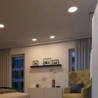Paulmann 92990 LED Panel recessed Areo VariFit IP44 Warm 3-Step dim 230mm Round incl. 1x16 watt dimmable luminaire Ceiling Plastic Living Room lamp 2000 K, 16 W, Matte White