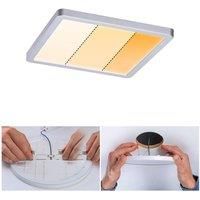 Paulmann Areo 93100 LED Recessed Panel IP44 175 x 175 m 3-Step Dim Square Including 1 x 13 W Dimmable Warm White Chrome Matt Plastic Ceiling Light 2000 K