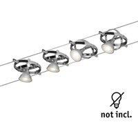 Paulmann 94144 Cable Lighting System – Cardan Set, Extendable Max 4 x 10 Watt Matt Chrome/Chrome Wire Suspension Lamps Without Bulbs
