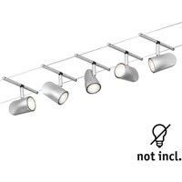Paulmann 94465 CorDuo Cable System – Basic Lighting Set Cup DC, Max 5 x 10 Watt Extendable Matt Chrome Plastic GU5.3 Wire Cable System Without Bulbs