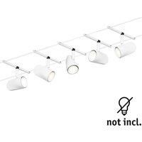 Paulmann 94467 CorDuo Cable System – Basic Lighting Set Cup DC, Max 5 x 10 Watt Extendable Matt White Plastic GU5.3 Wire Cable System Without Bulbs