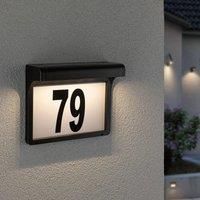 Paulmann 95388 LED Exterior luminaire Solar House Number luminaire Dayton II IP44 Warm White Rectangular incl. 1x0.05 watt Outdoor Lighting Black Outdoor lamp Plastic Garden lamp 3000 K