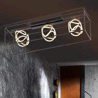Unusual, 3-bulb Fischer-Honsel LED luxury ceiling light gesa, dimmable, design black and gold