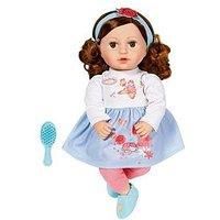 Baby Annabell Sophia, brunette 707234-43cm Doll with Super Soft Fabric Body with Dress, Leggings & Shoes for Toddlers - Includes Hairband & Brush - Hand Washable - Suitable from 2 Years, Multicolor