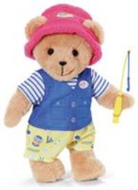 BABY Born Bear Fisherman Outfit 835982 - Outfit with 2-in-1 Top, Bear Print Shorts, and Pink Fluffy Hat for 43cm Dolls - Fishing Rod, Rubbish Items, Hanger - Suitable for Children from 1 Years Old