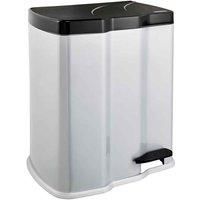 keeeper Pedal Bin with 2 Waste Compartments, 7 Litre + 15 Litre, Gunnar, Silver