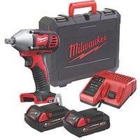 Milwaukee M18BIW12-202C M18 18V 1/2" 240Nm Impact Wrench Kit - 2x 2Ah Batteries,