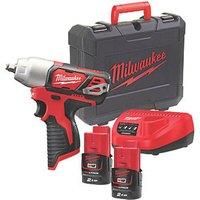 Milwaukee M12BIW38202C 12v Compact 3/8" Impact Wrench 2x 2.0ah Charger Case