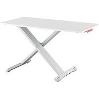 Leitz Standing Desk Converter, Compact Ergonomic Height Adjustable Stand For Computer Screens, Monitors & Laptops, Slimline & Saves Space, 700 x 350 mm, Ergo Cosy Range, White & Grey, 65330085