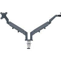 Leitz Ergo Space Saving Double Monitor Arm, TÜV and IGR Certified, Versatile Fold Flat Arms, Dark Grey Monitor Arm for Two Monitors Up to 32", Velvet Grey, 65370089
