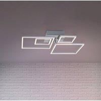 Briloner Leuchten - LED Ceiling Light, dimmable Ceiling lamp, incl. Memory Function, 2 Rotating LED modules, 43.8 watts, 3,600 lumens, 3,000 Kelvin, Chrome-Aluminium, 656x520x96mm (LxWxH)