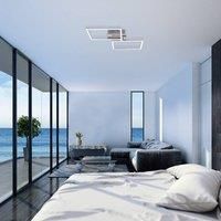 BRILONER LED, dimmable Ceiling lamp, Remote Colour Temperature Control, incl. Night Light Function and Timer, Chrome and Aluminium, 500x388x78mm (LxWxH)