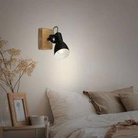 Briloner Leuchten - Spot luminaire, Wall spot, Retro Wall luminaire, Vintage, rotatable and pivotable Spotlight, 1x GU10, Wood/Metal, Black-and-White, 100x100x135mm (LxWxD) Black-White 2902-015