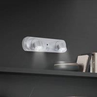 Briloner Terya LED wall light, battery, 6,500 K, 2-bulb