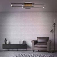Briloner Leuchten LED dimmable, Ceiling lamp, with Remote Control, Adjustable Colour Temperature, Night-Light Function and Timer, 55 Watts, 5500 Lumens, Black, 1040x420x100mm, 3156-014