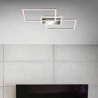 BRILONER Leuchten 3049-018 LED Ceiling Light Dimmable with Remote Control with Colour Temperature Control Including Night Light Function and Timer 40 W Chrome Aluminium 500 x 388 x 80 mm (L x W x H)